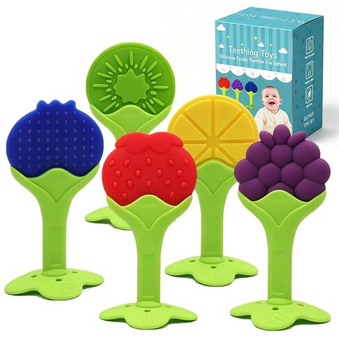 Teething Toys for Babies (5 Pack), Baby Essentials, BPA-Free Silicone in Kuwait