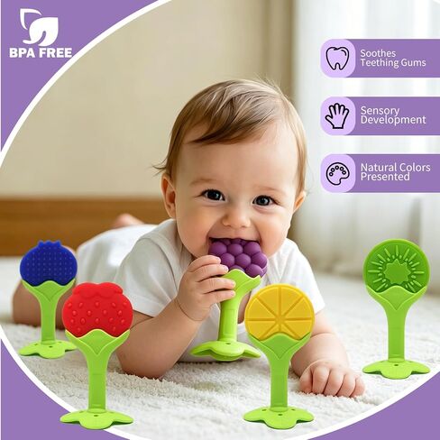 Teething Toys for Babies (5 Pack), Baby Essentials, BPA-Free Silicone in Kuwait