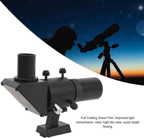 6X30 Finder Scope, Right Angle Large Aperture Optical Finder with Metal Bracket, Portable Finder Scope with Full Coating Green Film for Astronomical Telescope in Kuwait
