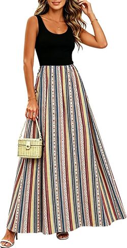 Bluetime Women's Summer Boho Sleeveless Floral Print Tank Long Maxi Dress (S-3XL) in Kuwait