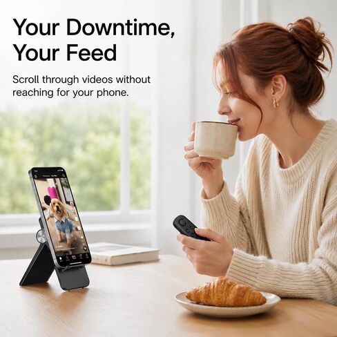 TikTok Scrolling Remote – Handheld Bluetooth Controller for iPhone & Android, One-Hand Video Scrolling While Cooking, Working Out or Relaxing, Fun Gift for TikTok Lovers (Black) in Kuwait