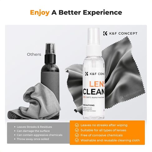 K&F Concept 15CM+40CM Microfiber Cleaning Cloths with 60ML Screen Cleaner for Cleaning Camera Lenses, Glasses, Screens, Cell Phone, Eyeglasses, LCD TV Screens, Tablets in Kuwait