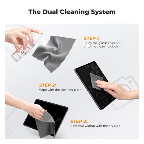 K&F Concept 15CM+40CM Microfiber Cleaning Cloths with 60ML Screen Cleaner for Cleaning Camera Lenses, Glasses, Screens, Cell Phone, Eyeglasses, LCD TV Screens, Tablets in Kuwait