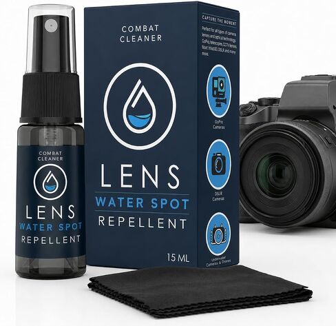 Spray and Microfiber Lens Cleaner Care Kit - Water Spot Repellent Camera Lens and Optical Cleaning Solution for Coated Lenses, Binoculars, Scopes, Cameras, Glasses, Sunglasses, Screens in Kuwait