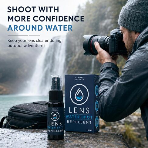 Spray and Microfiber Lens Cleaner Care Kit - Water Spot Repellent Camera Lens and Optical Cleaning Solution for Coated Lenses, Binoculars, Scopes, Cameras, Glasses, Sunglasses, Screens in Kuwait