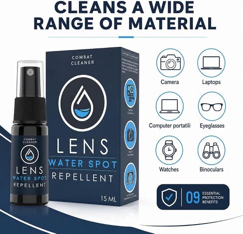 Spray and Microfiber Lens Cleaner Care Kit - Water Spot Repellent Camera Lens and Optical Cleaning Solution for Coated Lenses, Binoculars, Scopes, Cameras, Glasses, Sunglasses, Screens in Kuwait