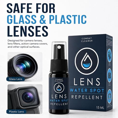 Spray and Microfiber Lens Cleaner Care Kit - Water Spot Repellent Camera Lens and Optical Cleaning Solution for Coated Lenses, Binoculars, Scopes, Cameras, Glasses, Sunglasses, Screens in Kuwait