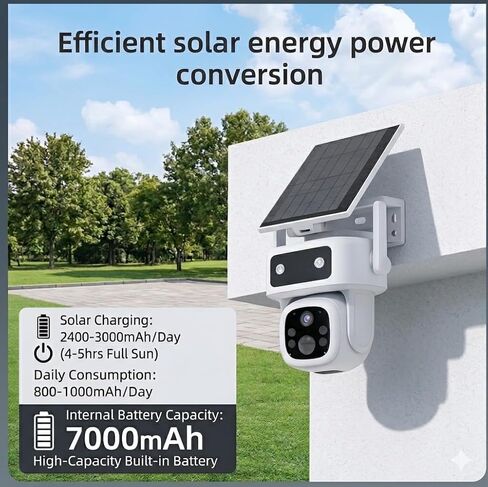 4G LTE Solar Cellular Security Camera Outdoor Wireless, Lifetime Free Data & No Monthly Fee, No WiFi Needed, 360° PTZ, 2K Full Color Night Vision, Human Tracking, 2-Way Audio, 32GB SD Card, IP66 in Kuwait