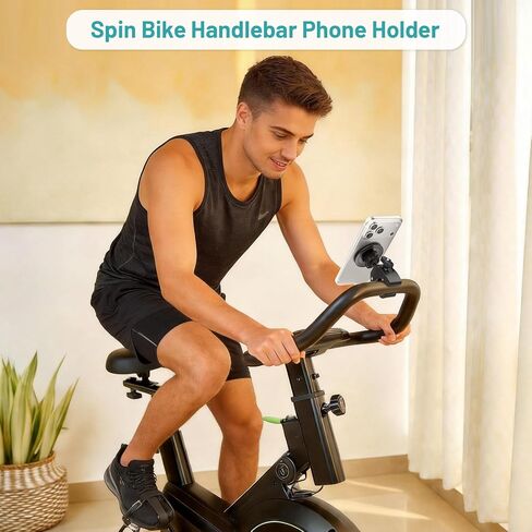Mippko Stroller Phone Holder,Compatible with MagSafe,20 x N52 Strong Magnets with Clamp Mount,Magnetic Handlebar Mount for Treadmill/Peloton/Spin Bike/Gym/Shopping/Golf Carts, iPhone 12–17 & Android in Kuwait