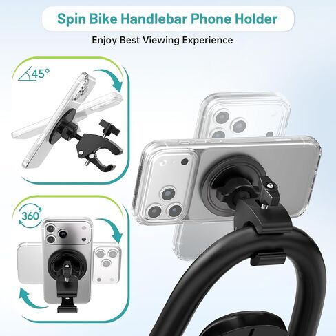 Mippko Stroller Phone Holder,Compatible with MagSafe,20 x N52 Strong Magnets with Clamp Mount,Magnetic Handlebar Mount for Treadmill/Peloton/Spin Bike/Gym/Shopping/Golf Carts, iPhone 12–17 & Android in Kuwait