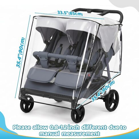Double Stroller Rain Cover, Universal Double Stroller Rain Cover Side by Side, Breathable Weather Shield for All-Weather Protection from Snow, Wind, Dust in Kuwait