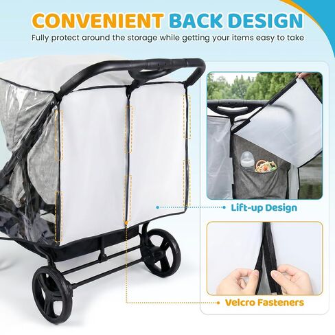 Double Stroller Rain Cover, Universal Double Stroller Rain Cover Side by Side, Breathable Weather Shield for All-Weather Protection from Snow, Wind, Dust in Kuwait