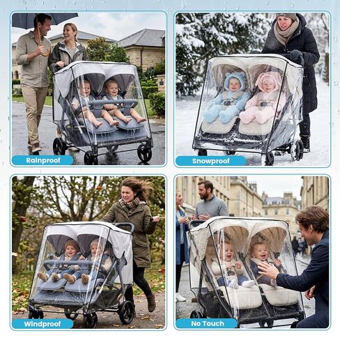 Double Stroller Rain Cover, Universal Double Stroller Rain Cover Side by Side, Breathable Weather Shield for All-Weather Protection from Snow, Wind, Dust in Kuwait