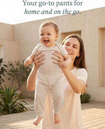PurComfy Supersoft Baby Pants, 6-Pack Premium Bamboo Viscose Jogger Pants, Elastic Waist, Unisex 0-24 Months in Kuwait