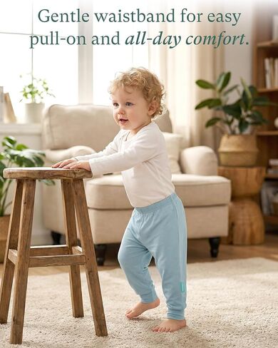 PurComfy Supersoft Baby Pants, 6-Pack Premium Bamboo Viscose Jogger Pants, Elastic Waist, Unisex 0-24 Months in Kuwait