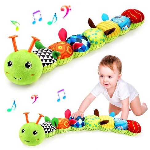 Baby Musical Caterpillar Toys for 0-6 6-12 Months, Infant Tummy Time Toys | Baby Sensory Toys with Squeaker Rattle Crinkle, Stuffed Animal Toy, Montessori Toys for 6 Month Old, Newborn Shower Gifts in Kuwait