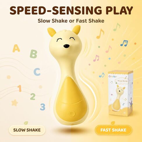 Musical Light-Up Baby Rattle Interactive Shake Toy for Boys and Girls | Interactive Shake Toy with English Letters, Numbers, Nursery Rhymes & Nature Sounds, Early Learning Sensory Toy for Baby in Kuwait