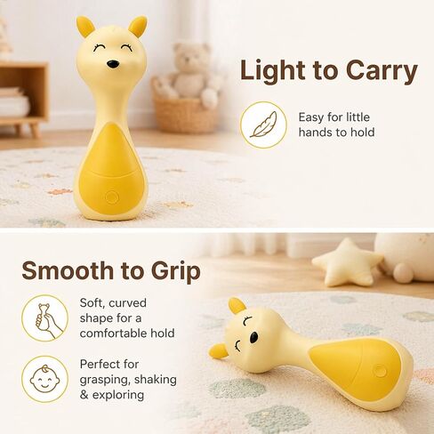 Musical Light-Up Baby Rattle Interactive Shake Toy for Boys and Girls | Interactive Shake Toy with English Letters, Numbers, Nursery Rhymes & Nature Sounds, Early Learning Sensory Toy for Baby in Kuwait