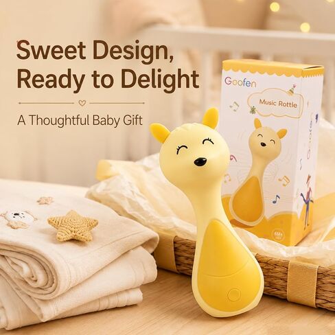 Musical Light-Up Baby Rattle Interactive Shake Toy for Boys and Girls | Interactive Shake Toy with English Letters, Numbers, Nursery Rhymes & Nature Sounds, Early Learning Sensory Toy for Baby in Kuwait
