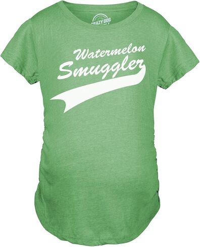 Maternity Watermelon Smuggler Funny Pregnancy T Men's T-Shirt | Funny Graphic Pregnancy Tee, Graphic Maternity Wear, Cool Food Short Sleeve, Ruched, stretchy, soft, Maternity Shirts in Kuwait