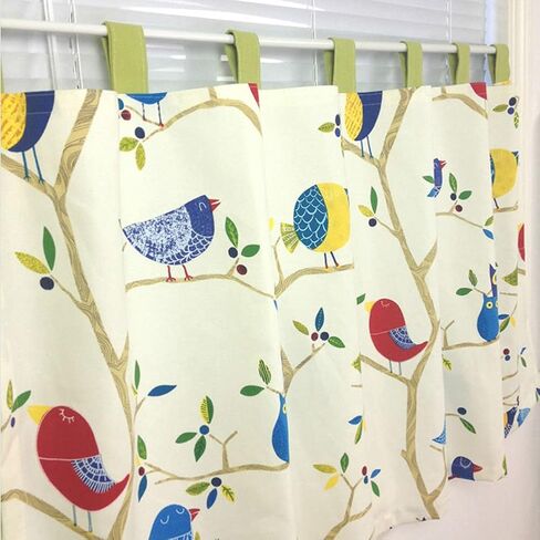 Short Curtains, Short Kitchen Curtain Valance for Children's Rooms Pastoral Tree Branch Tab Top Curtains, Small Windows Drapes(WxH 140x230cm/55x90.5in) in Kuwait