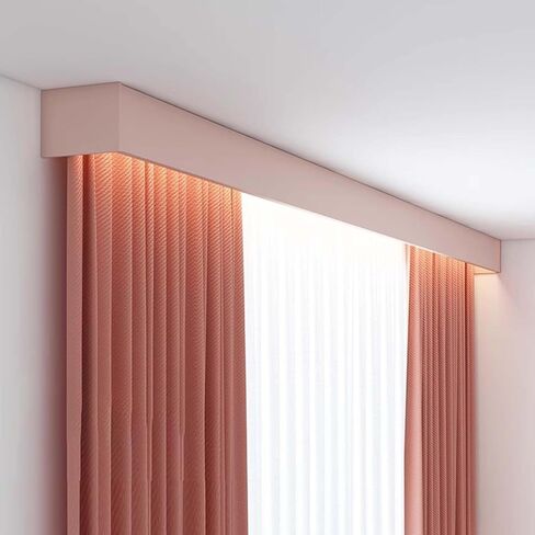 Pink Curtain Pelmet Box for Girls' Bedrooms, 3-in-1 Wall & Ceiling Mount Curtain Track System with Double Tracks, 122cm (4ft) Valance Panel for Kids Room Décor in Kuwait