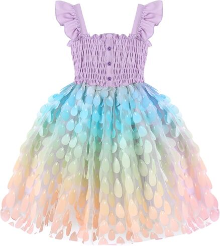YALLET Girls Dresses Toddler Princess Tulle Tutu Party Birthday Dress Smocked Waist Flowy Swing Flower Girl Dress for 2-7Y in Kuwait
