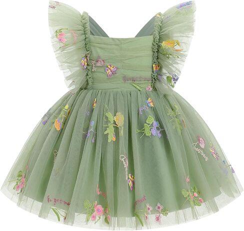 IDOPIP Toddler Baby Girl Fairy Dress Birthday Princess Tutu Tulle Dresses Flutter Sleeve Birthday Outfit for Party Wedding in Kuwait