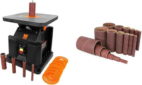 WEN AT6535 3.5-Amp Oscillating Spindle Sander with Extra Large Beveling Table Top & 6510SPC Assorted Grits Spindle Sanding Sleeves (18 Pack) in Kuwait