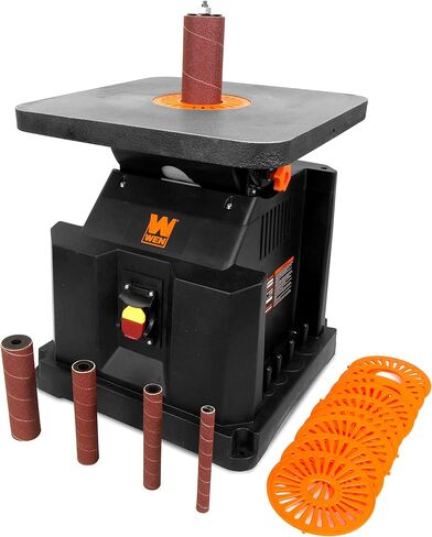WEN AT6535 3.5-Amp Oscillating Spindle Sander with Extra Large Beveling Table Top & 6510SPC Assorted Grits Spindle Sanding Sleeves (18 Pack) in Kuwait