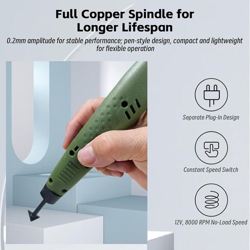 Fabater 12V 8000rpm Mini Pen Sander, Ergonomic Grip Power Sander with 8 Replacement Heads and 2 Sandpapers, for Wood Polishing Metal Surface Cleaning DIY Sanding (US) in Kuwait