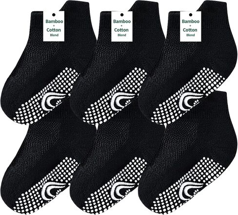 Bamboo Baby Non Slip Ankle Socks - Soft Cotton for Sensitive Skin (6 Pairs, Mixed Colors, Infants-Toddlers-Kids) in Kuwait