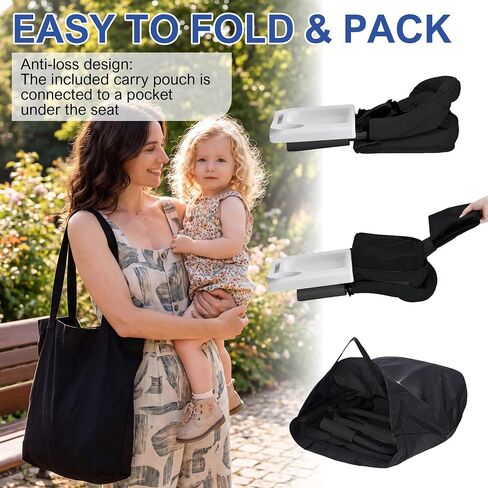 Portable Hook On High Chair with Tray for Baby & Toddler,Space-Saving Clip On Travel High Chair,Detachable Washable Seat Cover,Feeding Seat for Dining Table & Counter,with Carry Bag(Black) in Kuwait