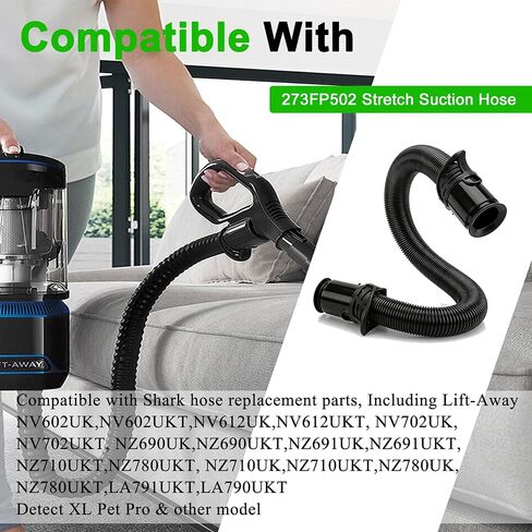 2.5M Stretch Suction Hose for Shark Lift-Away/DuoClean – Compatible with NV602UK/NZ690UK/NZ710UK/LA791UKT, Anti-Hair Wrap Vacuum Replacement Hose in Kuwait