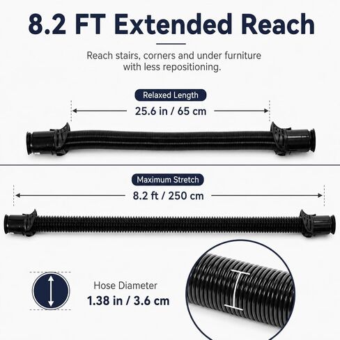Replacement Hose Compatible with Shark Vacuum LA502 LA502NP LA322 LA322NP LA300 LA301C LA555 LA700 LA701 LA702 UV900 UV950 UV850, 8.2 FT Stretch Vacuum Cleaner Hose Replacement Part, Hose Only in Kuwait