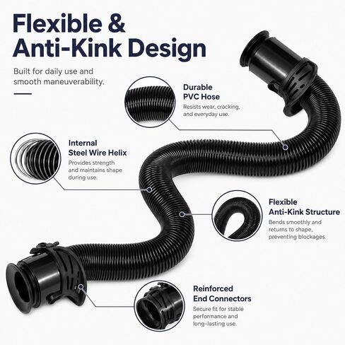 Replacement Hose Compatible with Shark Vacuum LA502 LA502NP LA322 LA322NP LA300 LA301C LA555 LA700 LA701 LA702 UV900 UV950 UV850, 8.2 FT Stretch Vacuum Cleaner Hose Replacement Part, Hose Only in Kuwait