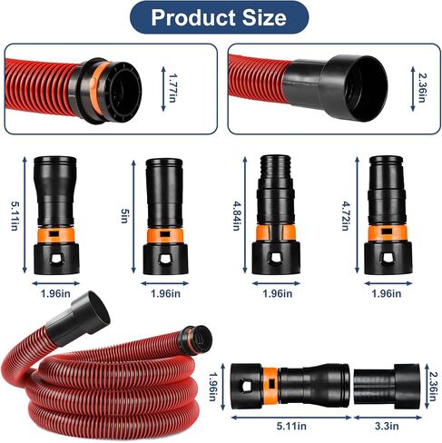 16FT Vacuum Hose Extension, Universal Shop Vac Accessories with 6 Adapters, Fits 0.9"–1.75" Wet/Dry Vacuums(Check Compatibility Before Purchase) in Kuwait