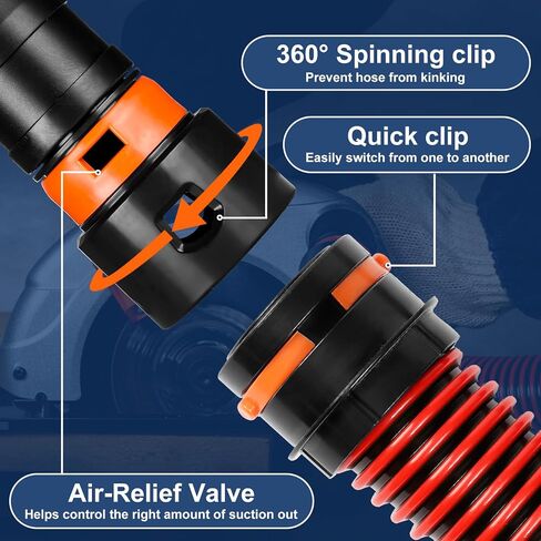16FT Vacuum Hose Extension, Universal Shop Vac Accessories with 6 Adapters, Fits 0.9"–1.75" Wet/Dry Vacuums(Check Compatibility Before Purchase) in Kuwait