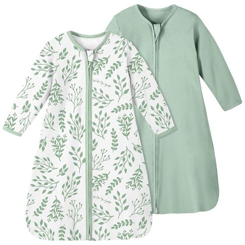 Yoofoss Baby Sleep Sack 6-9 Months 100% Organic Cotton Long Sleeve Wearable Blanket Baby 2-Way Zipper 0.5 Tog Newborn Sleeping Sack, Lightweight in Kuwait