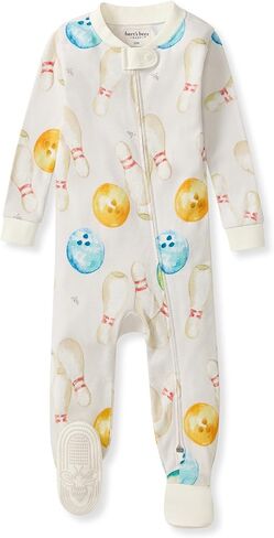 Burt's Bees Baby Boys Organic Cotton, Snug Fit Footed Sleeper Pajamas | Convenient 2-way zip front sleeper pajama is equipped with non-slip bee grips for active littles on the move in Kuwait