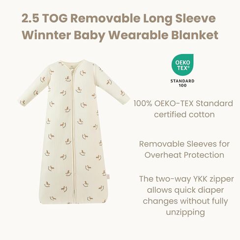 AnZai 2.5 TOG Baby Sleep Sack, Super Warm Quilted Wearable Blanket with Removable Sleeves, Cozy Winter Toddler Sleeping Bag in Kuwait