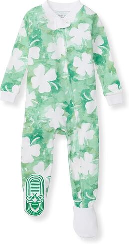 Burt's Bees Baby Boys Organic Cotton, Snug Fit Footed Sleeper Pajamas | Convenient 2-way zip front sleeper pajama is equipped with non-slip bee grips for active littles on the move in Kuwait