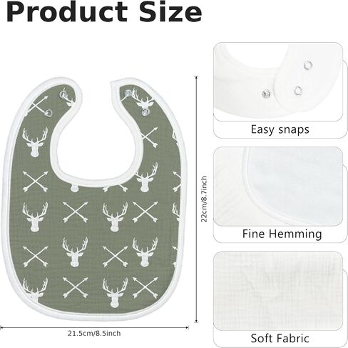 Baby Bibs for Baby Boys Girls 6-Pack Hunting Woodland Drool Bibs Deer Duck Camping Soft Absorbent Cotton Infant Feeding Bandana Bibs Teething Drooling Nursery Gifts for Newborn Toddlers Baby Stuff in Kuwait