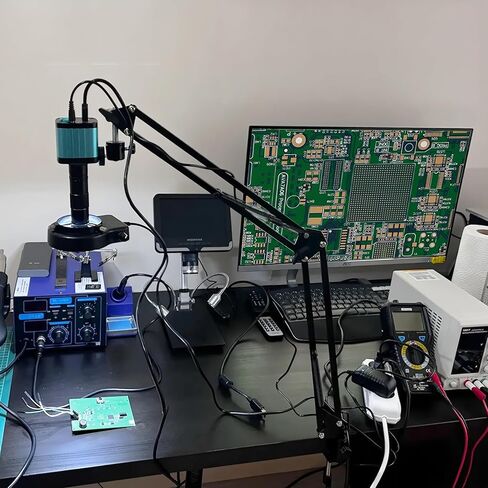 Soldering Microscope 48MP 4K Electronics Soldering Microscope Full HD 1080P HDMI Camera USB Software 1-150x Lens Stand(60MP 4K HDMI USB) in Kuwait