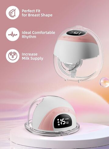 Hands-Free Wearable Electric Breast Pump,3 Modes &15 Levels,320mmHg Strong Suction,Double-Sealed Leak-Proof Flange for Baby-Like Comfort,18/20/22/24/27mm Adjustable Flange, Pink 2-Pack Breast Pump Set in Kuwait