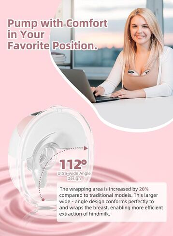 Hands-Free Wearable Electric Breast Pump,3 Modes &15 Levels,320mmHg Strong Suction,Double-Sealed Leak-Proof Flange for Baby-Like Comfort,18/20/22/24/27mm Adjustable Flange, Pink 2-Pack Breast Pump Set in Kuwait