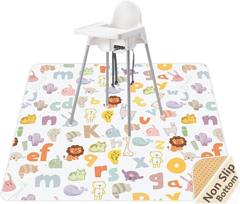 Splat Mat for Under High Chair/Arts/Crafts, WOMUMON Washable Spill Mat Waterproof Anti-Slip Floor Protector Splash Mat, Messy Mat and Table Cloth in Kuwait
