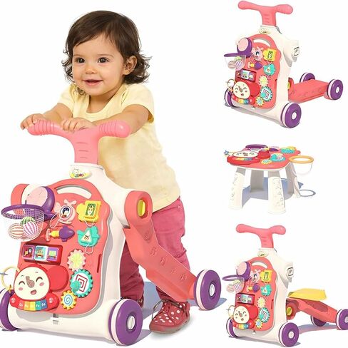 Baby Walker 5 in 1 for Baby Boy, Baby Girl, Push Walkers, Assemble as Scooter/Motorbike/Activity Center/Detachable Panel, Walking Toys for Infants 6-36 Months in Kuwait