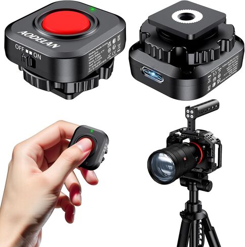 AODELAN Wireless Camera Video Record Button for Top/Side Handle | Rechargeable Video Control Button Remote with Cold Shoe Lock for Canon EOS R50/R6,for Sony ZV-E10 II,for Nikon,for Fujifilm in Kuwait