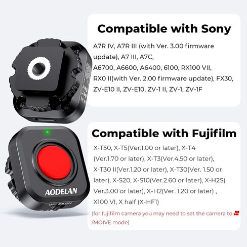 AODELAN Wireless Camera Video Record Button for Top/Side Handle | Rechargeable Video Control Button Remote with Cold Shoe Lock for Canon EOS R50/R6,for Sony ZV-E10 II,for Nikon,for Fujifilm in Kuwait